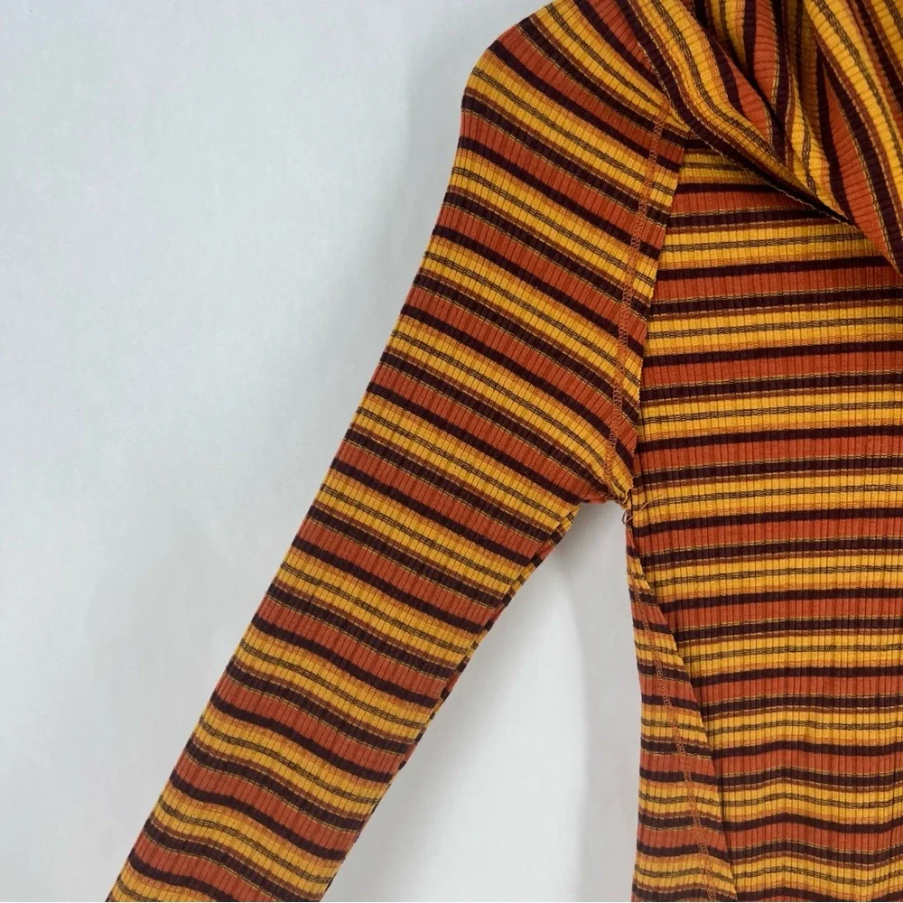 FREE PEOPLE Cape Cod‎ Thermal Striped Ribbed Cowl Neck Size M